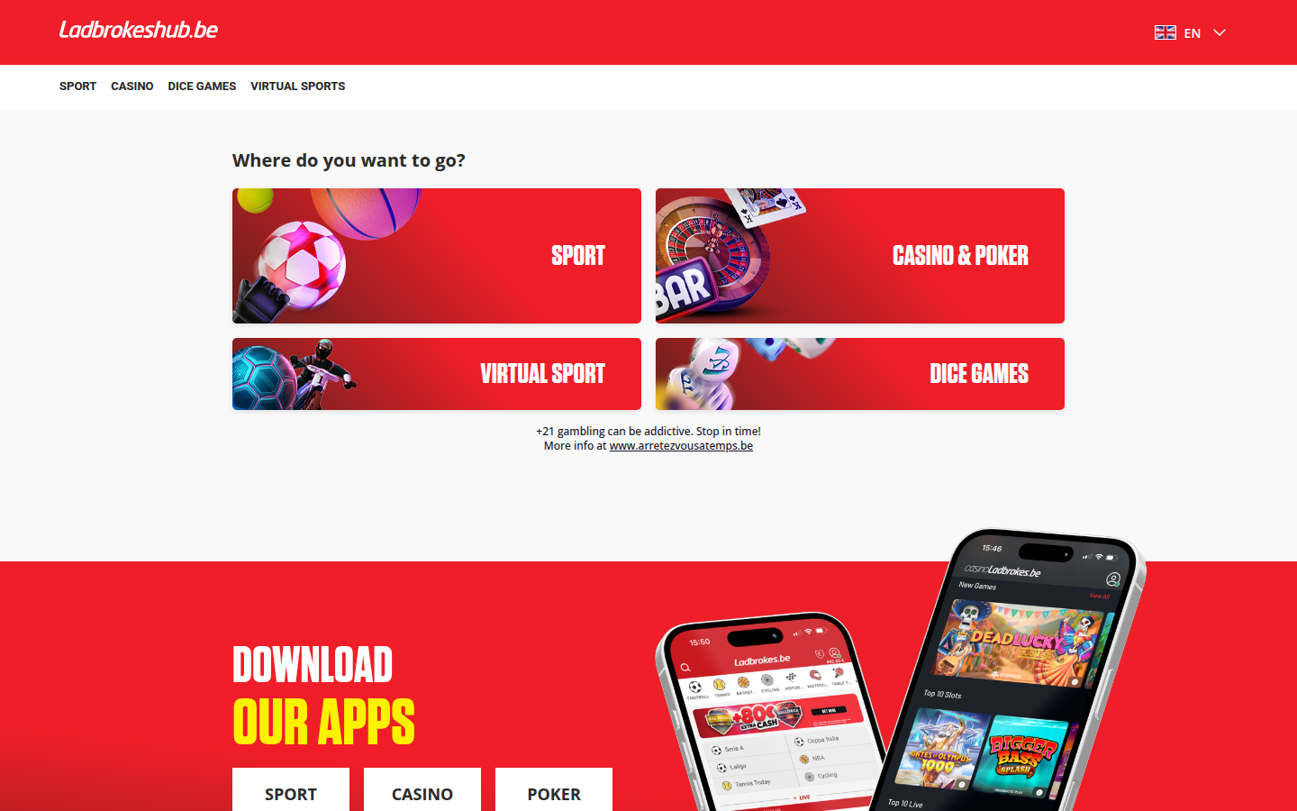 Officiële Casino Ladbrokes-homepage, vastgelegd op 7 september 2026