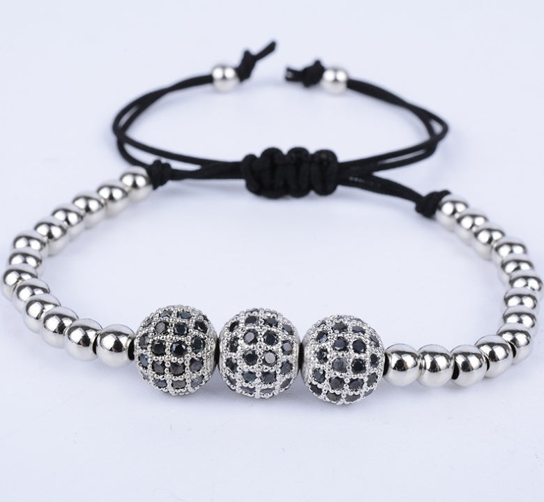 Silver-colored Men's Bracelet With Stones