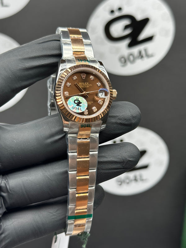 Rolex Datejust Marron (31 mm) Bracelet Femme Oyster