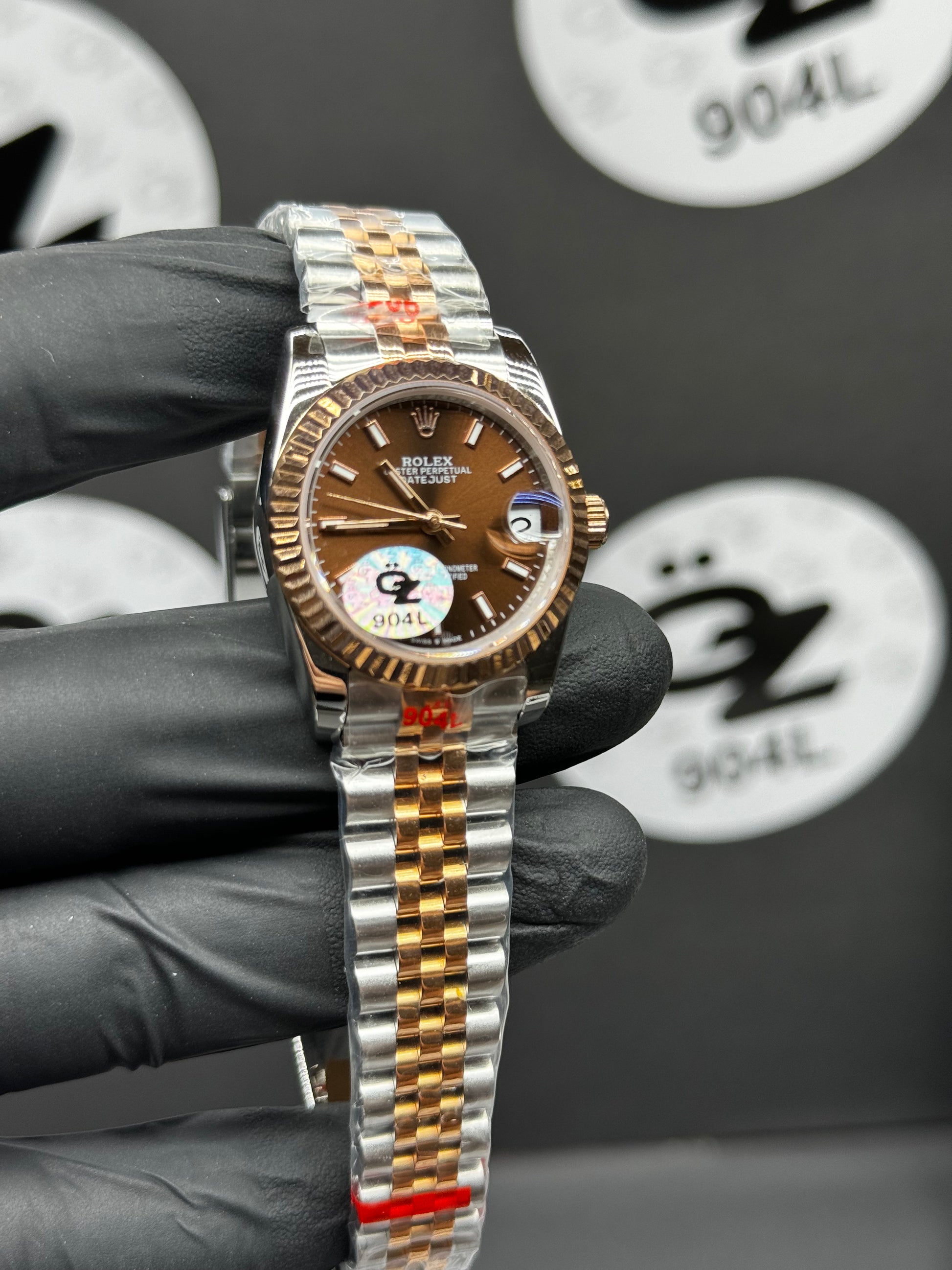 Rolex Datejust Marron (31 mm) Bracelet Jubilé Dames