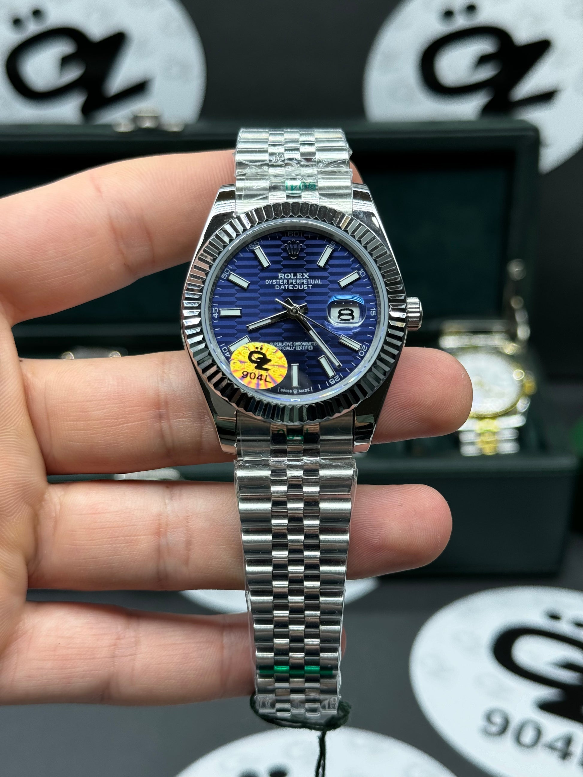 Mannen Rolex Datejust (41mm) 126300 Oyster (Blauwe wijzerplaat Motif) Blue