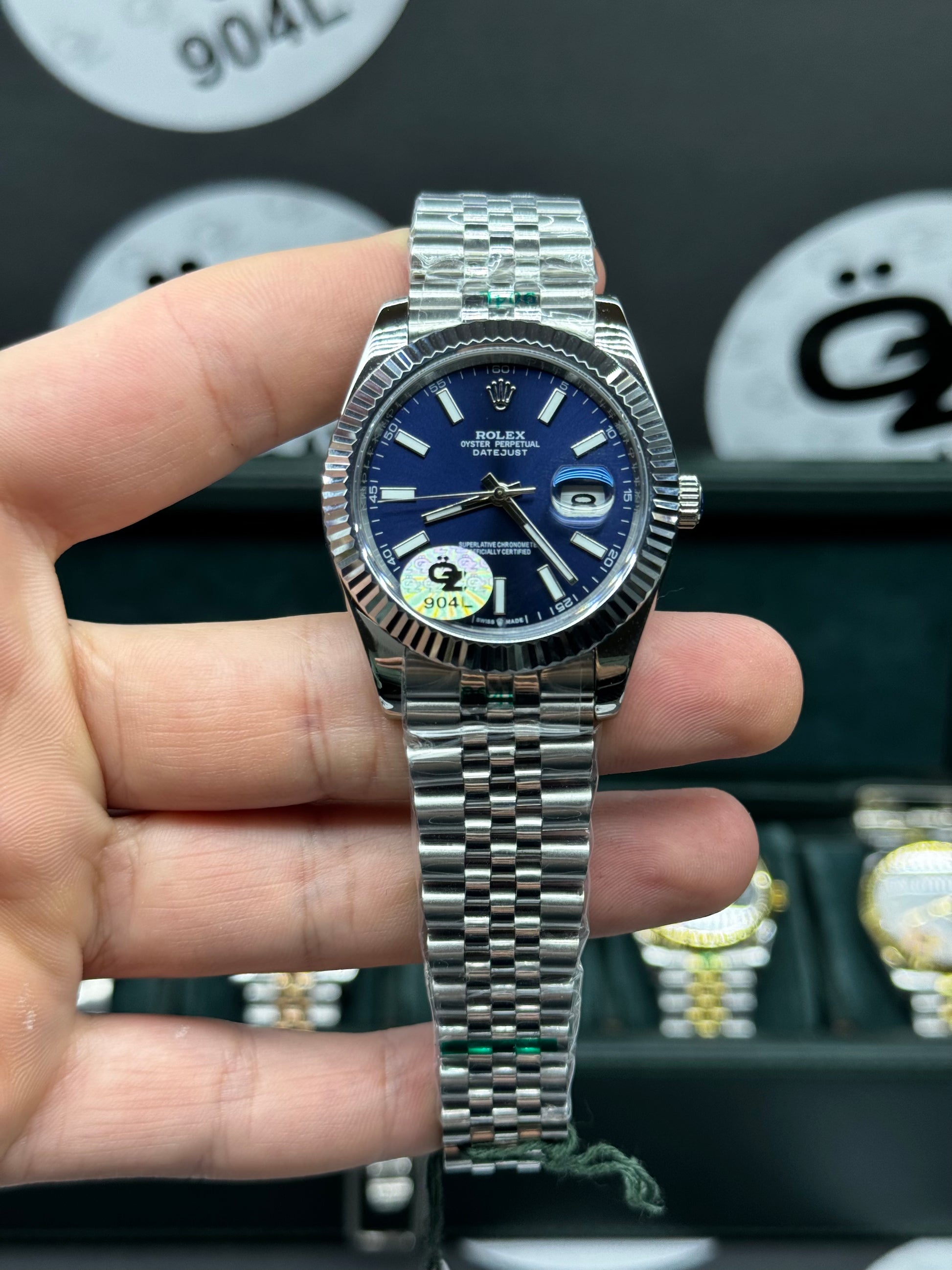 Rolex Datejust pour homme (41 mm) 126300 Oyster (motif cadran bleu) Bleu