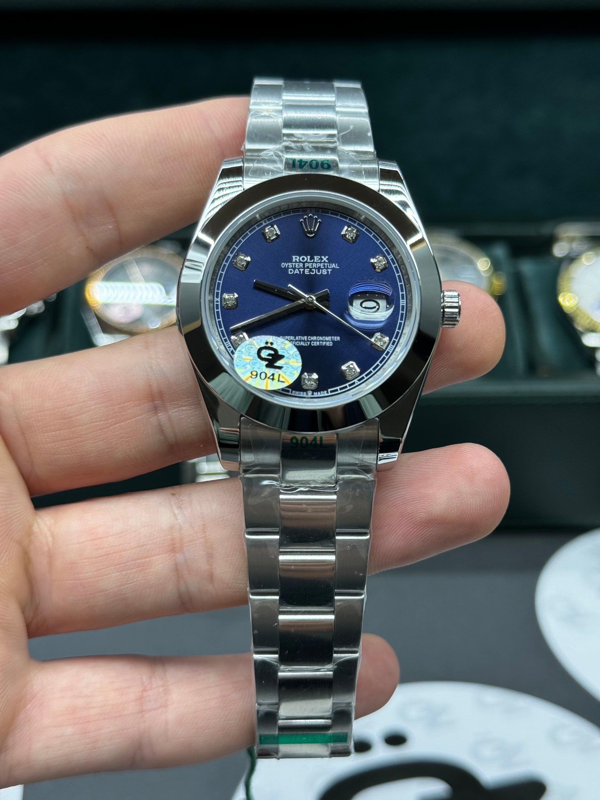 Rolex Datejust ll 26 (41 mm) 126334 Cadran diamant bleu en acier Oyster / Réplique