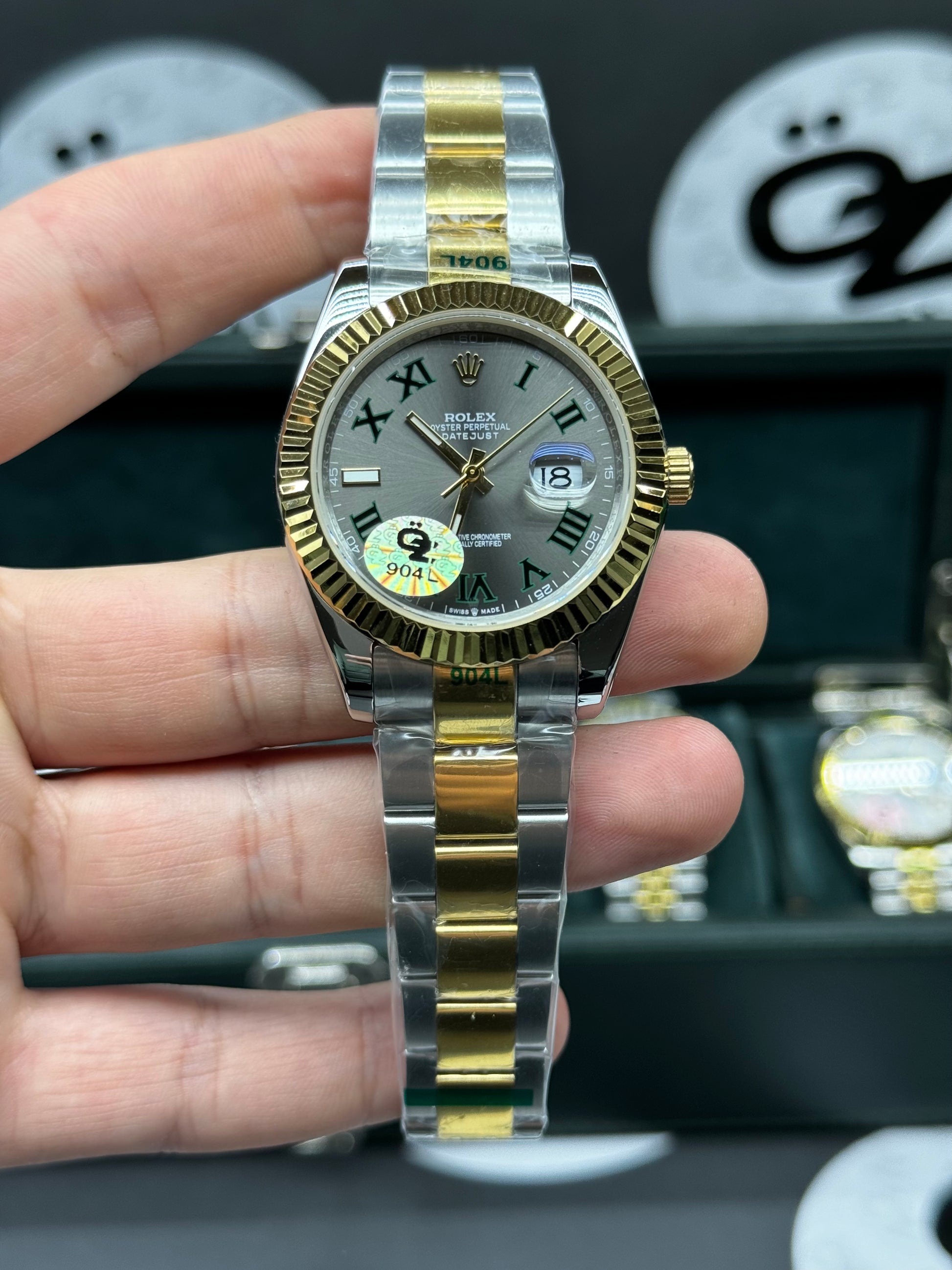 Heren Rolex Datejust ll (41 mm) 126333 (Wimbedon) Roman 2021 Bi-color Replica