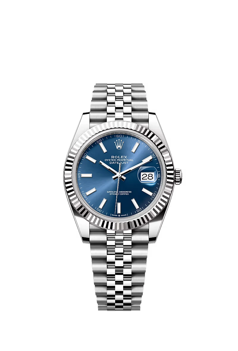 Mannen Rolex Datejust (41mm) 126300 Oyster (Blauwe wijzerplaat Motif) Blue