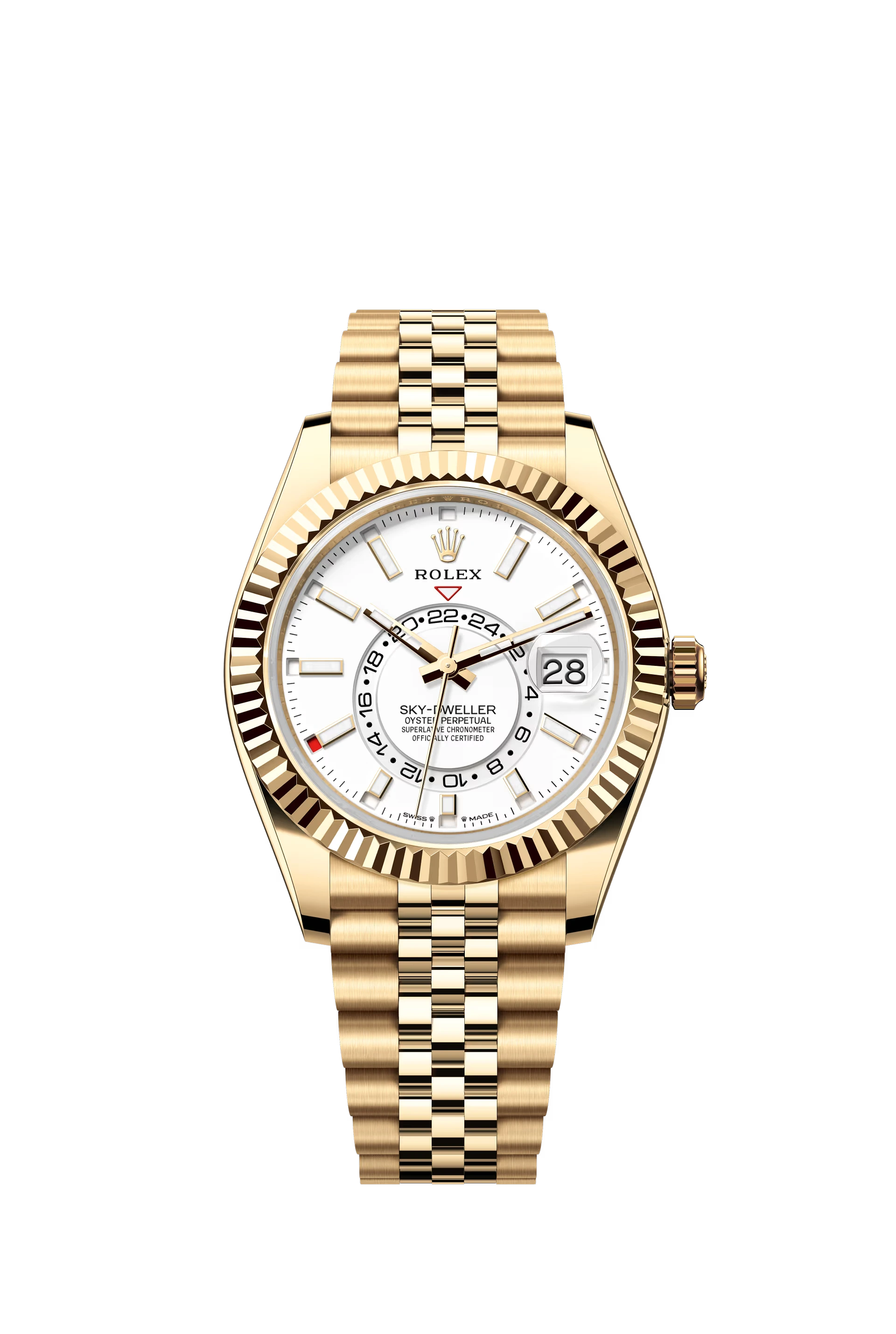 Replica Rolex Heren Sky-Dweller Jubilee (42mm) Goud Wit 336938