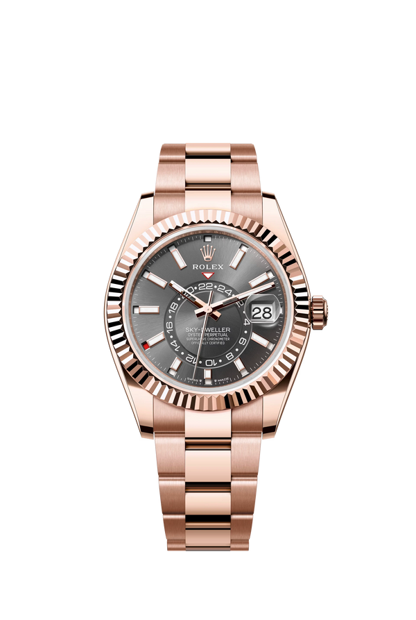 Replica Rolex Heren Sky-Dweller Oyster (42mm) Bruin Zwart