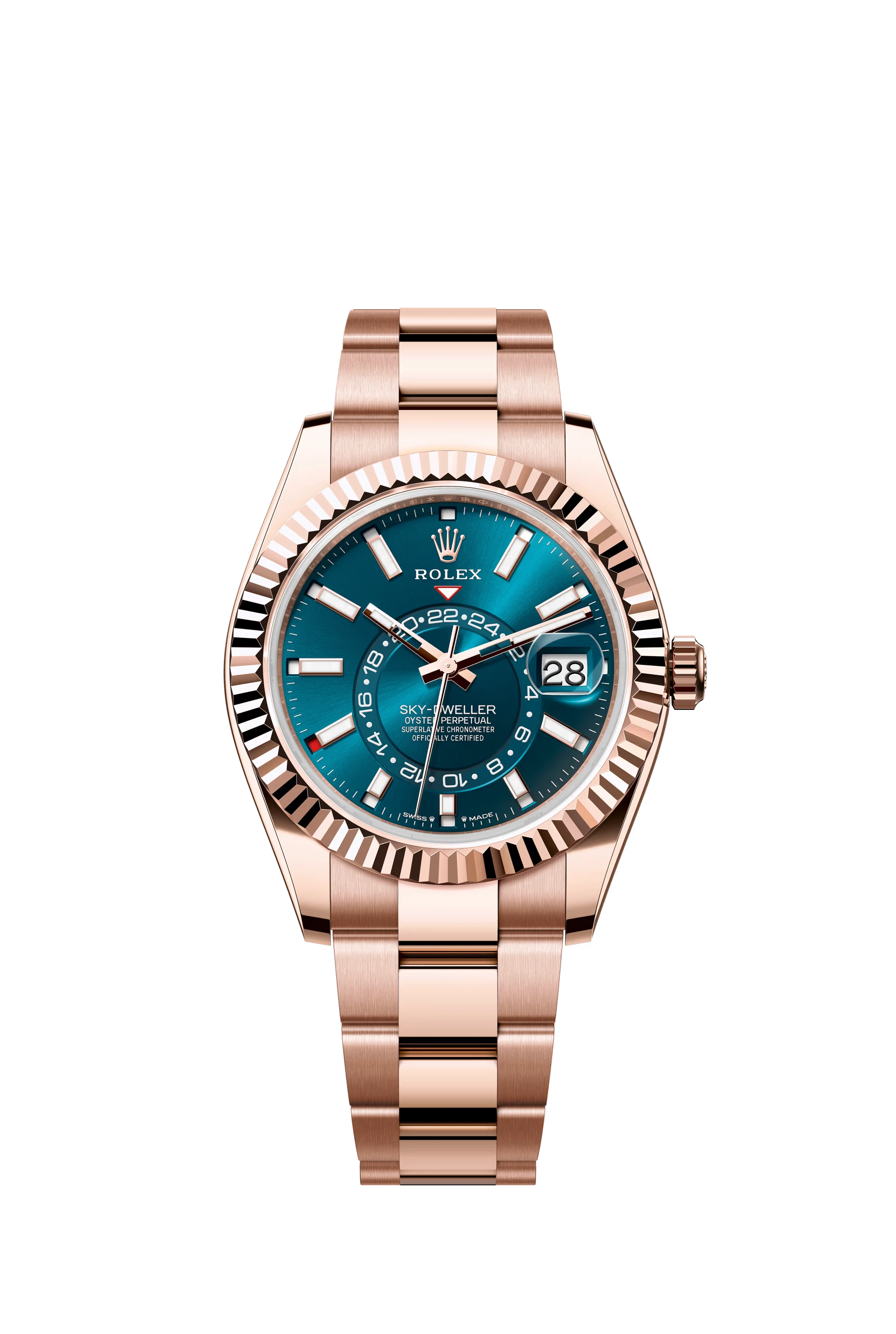 Replica Rolex Heren Sky-Dweller Oyster (42mm) 336934 Rose Goud