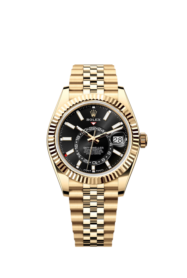 Replica Rolex Heren Sky-Dweller Jubilee (42mm) Gold Black 336938